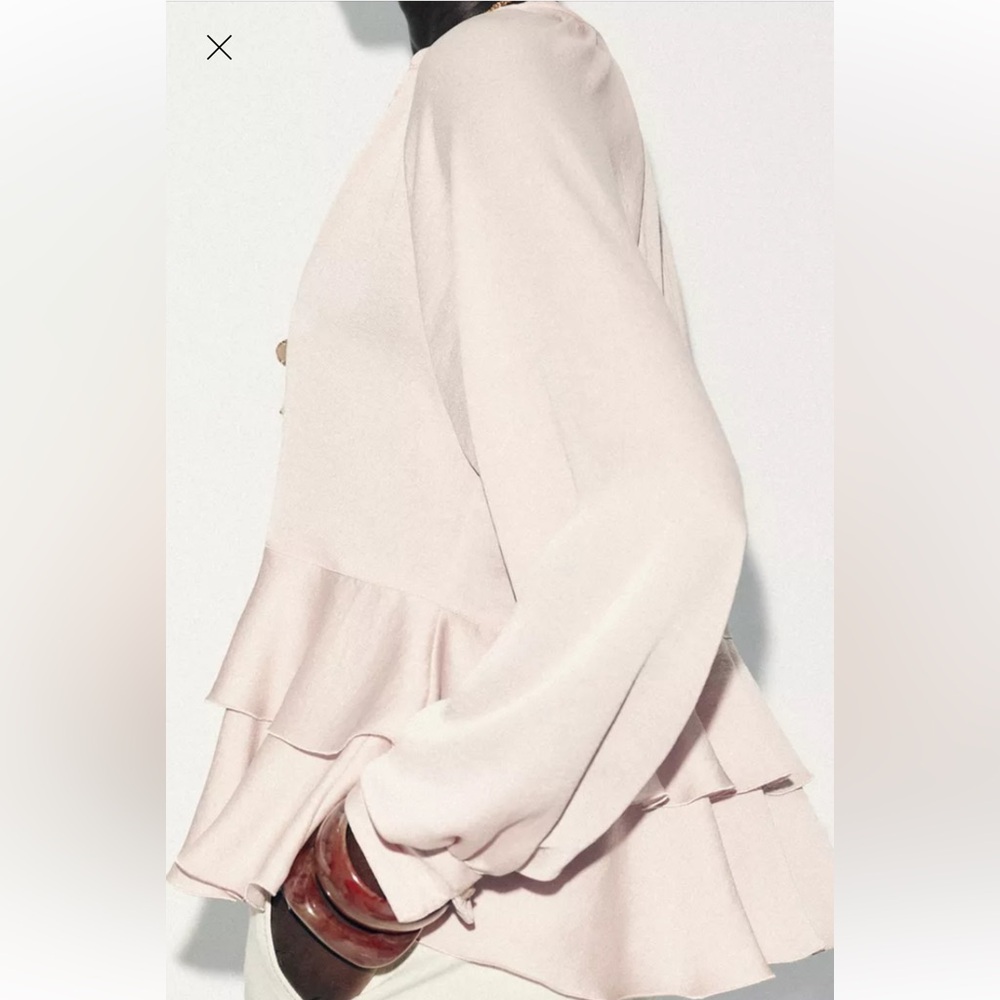Zara Soft Pink Ruffled Blouse - Picture 3 of 10
